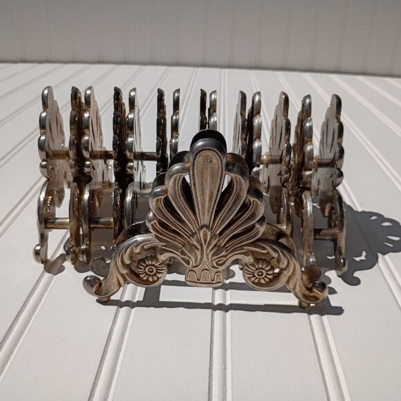 Silverplate Knife Rest SET OF 8 Silver Plated Neoclassical Fleur de Lis Vintage - Picture 1 of 11